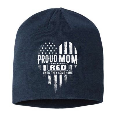 Proud Mom We Wear Red Friday Military Sustainable Beanie