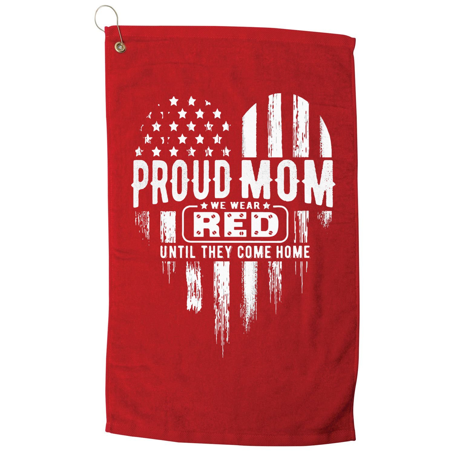Proud Mom We Wear Red Friday Military Golf Towel
