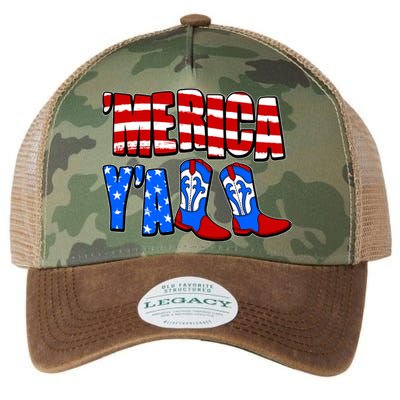 Patriotic Merica Yall Cowboy Cowgirl Boots Legacy Tie Dye Trucker Hat