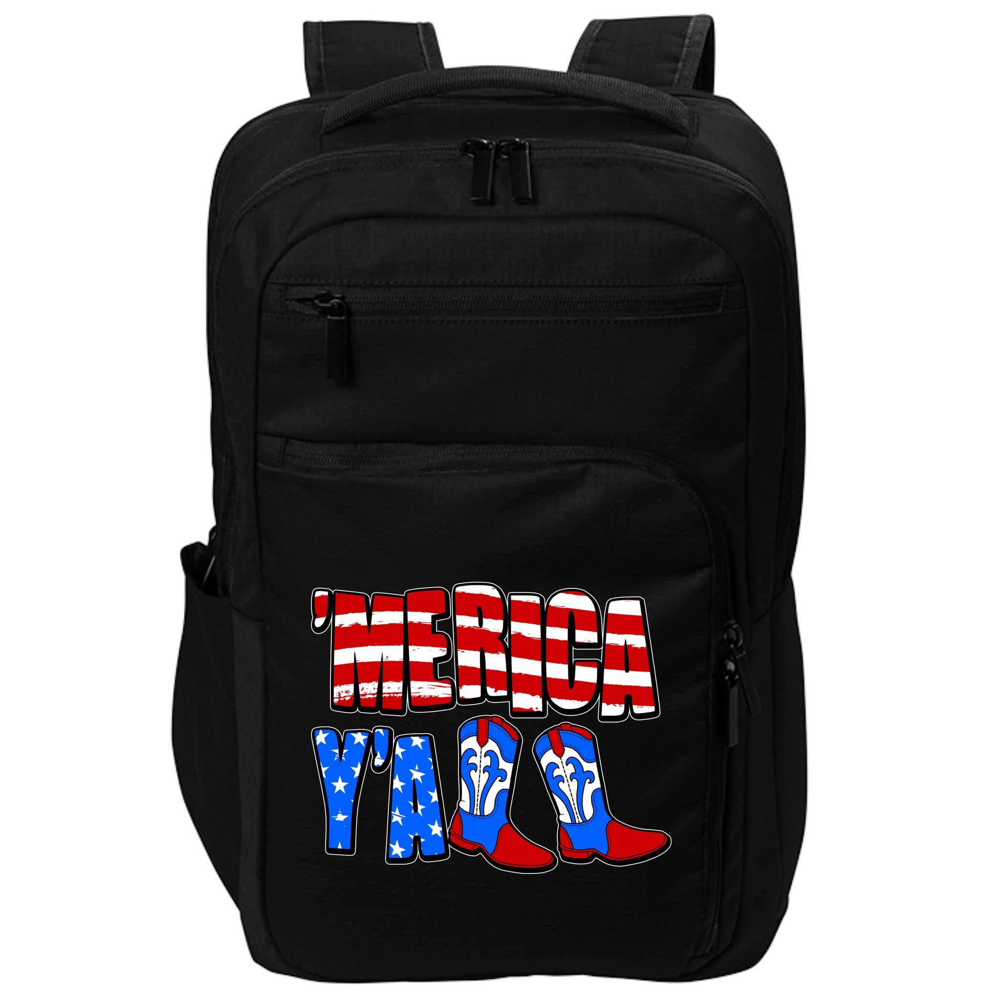 Patriotic Merica Yall Cowboy Cowgirl Boots Impact Tech Backpack