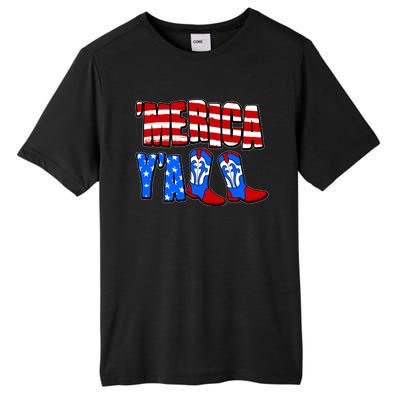 Patriotic Merica Yall Cowboy Cowgirl Boots Tall Fusion ChromaSoft Performance T-Shirt