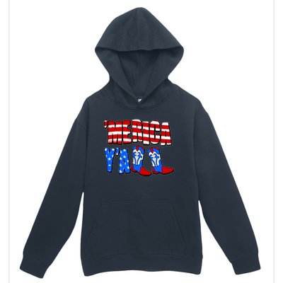 Patriotic Merica Yall Cowboy Cowgirl Boots Urban Pullover Hoodie