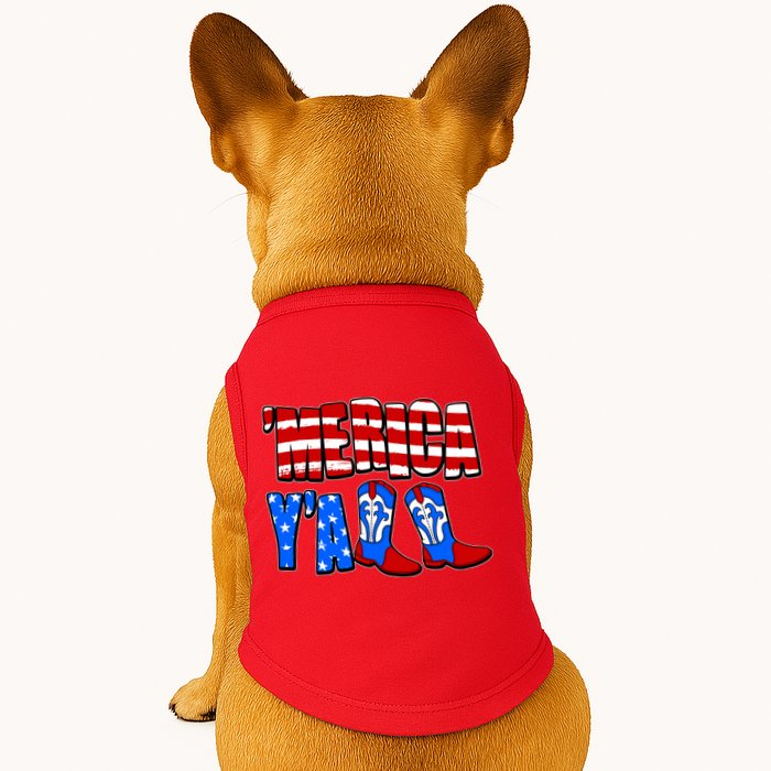 Patriotic Merica Yall Cowboy Cowgirl Boots Doggie Tank