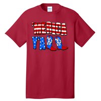 Patriotic Merica Yall Cowboy Cowgirl Boots Tall T-Shirt