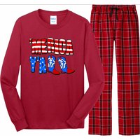 Patriotic Merica Yall Cowboy Cowgirl Boots Long Sleeve Pajama Set