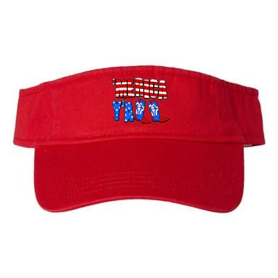 Patriotic Merica Yall Cowboy Cowgirl Boots Valucap Bio-Washed Visor