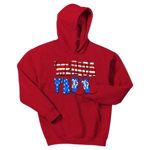 Patriotic Merica Yall Cowboy Cowgirl Boots Kids Hoodie