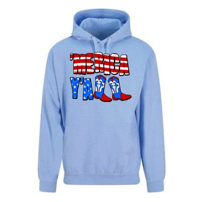 Patriotic Merica Yall Cowboy Cowgirl Boots Unisex Surf Hoodie