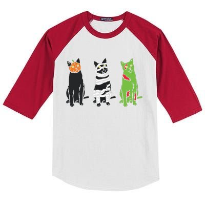 Pumpkin Mummy Zombie Black Cats Halloween Kitty Pet Gift Kids Colorblock Raglan Jersey