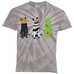 Pumpkin Mummy Zombie Black Cats Halloween Kitty Pet Gift Kids Tie-Dye T-Shirt