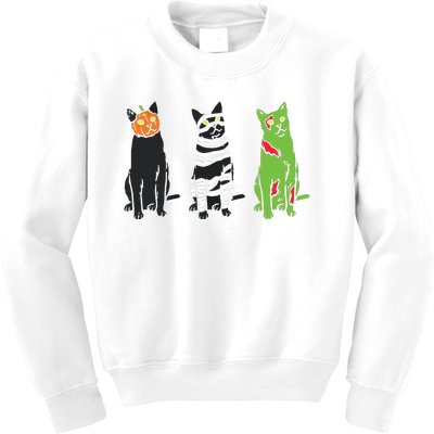 Pumpkin Mummy Zombie Black Cats Halloween Kitty Pet Gift Kids Sweatshirt