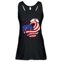 Patriotic Nurse 4th Of July American Flag Heart Stethoscope Ladies Essential Flowy Tank