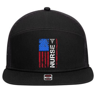 Patriotic Nurse 4th Of July American Flag Independence Day 7 Panel Mesh Trucker Snapback Hat