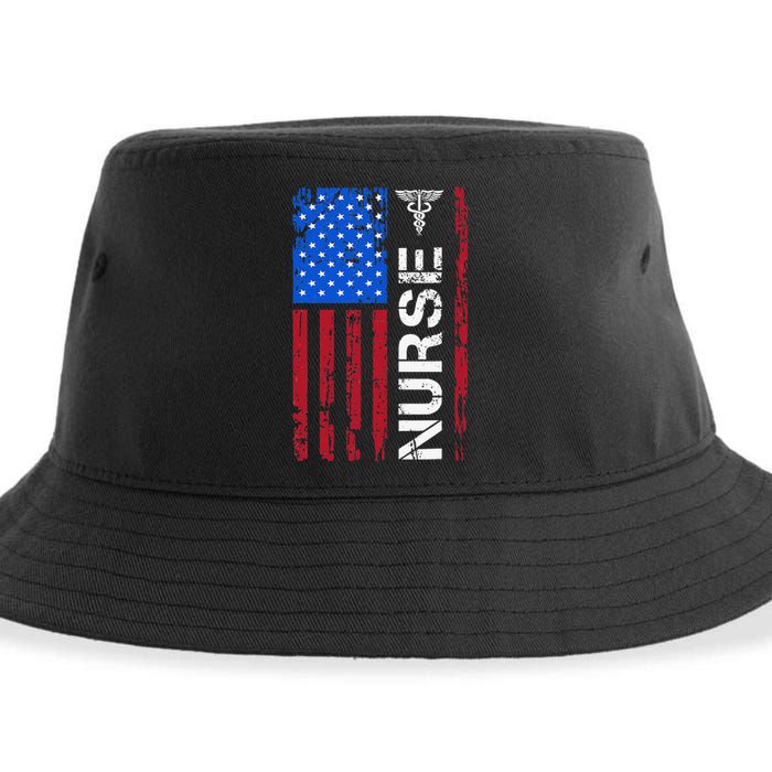 Patriotic Nurse 4th Of July American Flag Independence Day Sustainable Bucket Hat