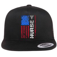 Patriotic Nurse 4th Of July American Flag Independence Day Flat Bill Trucker Hat