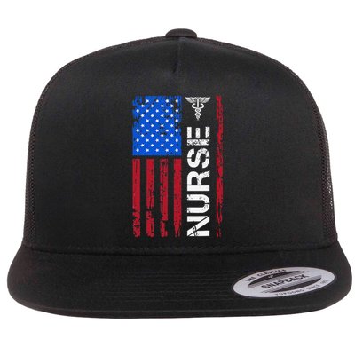 Patriotic Nurse 4th Of July American Flag Independence Day Flat Bill Trucker Hat