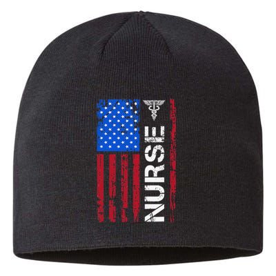 Patriotic Nurse 4th Of July American Flag Independence Day Sustainable Beanie