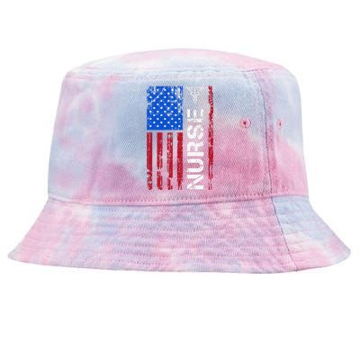 Patriotic Nurse 4th Of July American Flag Independence Day Tie-Dyed Bucket Hat