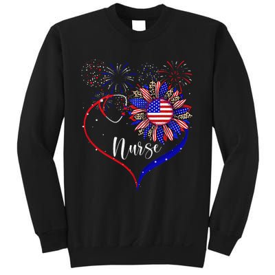 Patriotic Nurse 4th Of July American Flag Sunflower Love Sweatshirt