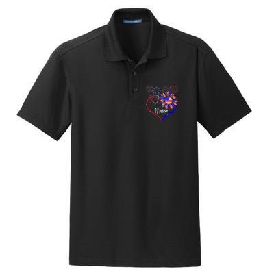 Patriotic Nurse 4th Of July American Flag Sunflower Love Dry Zone Grid Polo