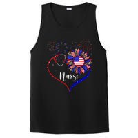 Patriotic Nurse 4th Of July American Flag Sunflower Love PosiCharge Competitor Tank