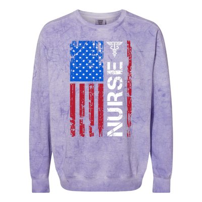 Patriotic Nurse 4th Of July American Flag Independence Day Colorblast Crewneck Sweatshirt