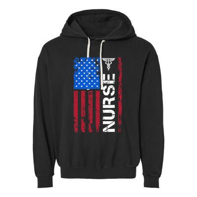 Patriotic Nurse 4th Of July American Flag Independence Day Garment-Dyed Fleece Hoodie