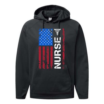 Patriotic Nurse 4th Of July American Flag Independence Day Performance Fleece Hoodie