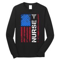 Patriotic Nurse 4th Of July American Flag Independence Day Long Sleeve Shirt