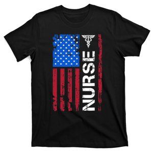 Patriotic Nurse 4th Of July American Flag Independence Day T-Shirt