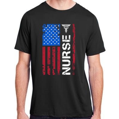 Patriotic Nurse 4th Of July American Flag Independence Day Adult ChromaSoft Performance T-Shirt