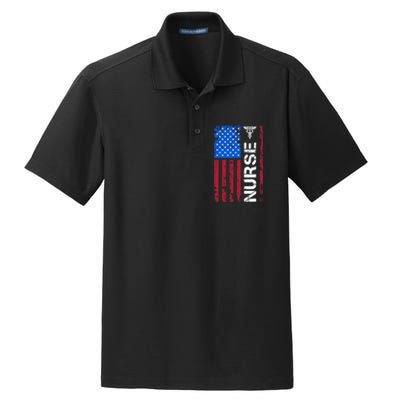 Patriotic Nurse 4th Of July American Flag Independence Day Dry Zone Grid Polo