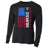 Patriotic Nurse 4th Of July American Flag Independence Day Cooling Performance Long Sleeve Crew