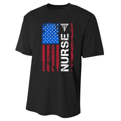 Patriotic Nurse 4th Of July American Flag Independence Day Performance Sprint T-Shirt