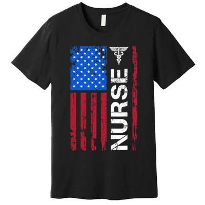 Patriotic Nurse 4th Of July American Flag Independence Day Premium T-Shirt