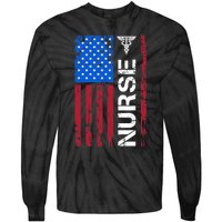 Patriotic Nurse 4th Of July American Flag Independence Day Tie-Dye Long Sleeve Shirt