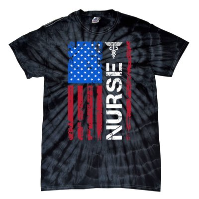 Patriotic Nurse 4th Of July American Flag Independence Day Tie-Dye T-Shirt