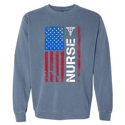 Patriotic Nurse 4th Of July American Flag Independence Day Garment-Dyed Sweatshirt