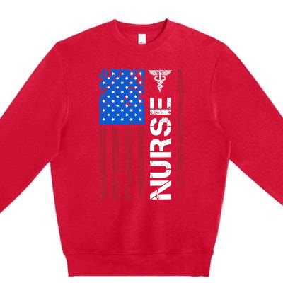 Patriotic Nurse 4th Of July American Flag Independence Day Premium Crewneck Sweatshirt