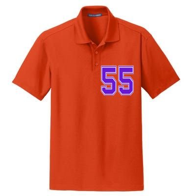 Purple Number 55 Football Baseball Soccer Hockey Sports Fans Gift Dry Zone Grid Polo