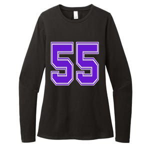 Purple Number 55 Football Baseball Soccer Hockey Sports Fans Gift Womens CVC Long Sleeve Shirt