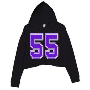 Purple Number 55 Football Baseball Soccer Hockey Sports Fans Gift Crop Fleece Hoodie