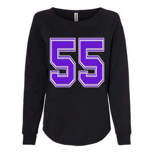 Purple Number 55 Football Baseball Soccer Hockey Sports Fans Gift Womens California Wash Sweatshirt