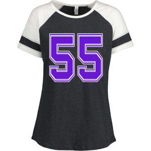 Purple Number 55 Football Baseball Soccer Hockey Sports Fans Gift Enza Ladies Jersey Colorblock Tee