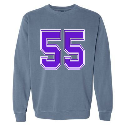 Purple Number 55 Football Baseball Soccer Hockey Sports Fans Gift Garment-Dyed Sweatshirt