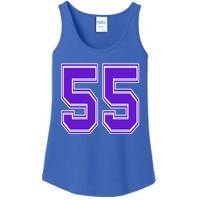 Purple Number 55 Football Baseball Soccer Hockey Sports Fans Gift Ladies Essential Tank