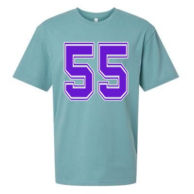 Purple Number 55 Football Baseball Soccer Hockey Sports Fans Gift Sueded Cloud Jersey T-Shirt