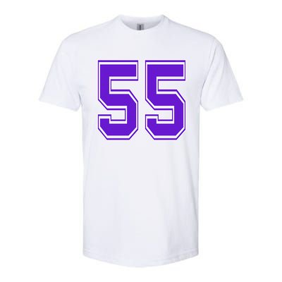 Purple Number 55 Football Baseball Soccer Hockey Sports Fans Gift Softstyle® CVC T-Shirt