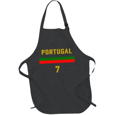 Portugal Number 7 Soccer Team Sports Portugue Full-Length Apron With Pockets