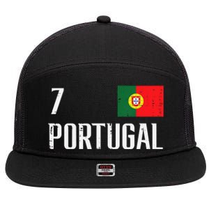 Portugal Number 7 Portuguese Soccer 7 Panel Mesh Trucker Snapback Hat